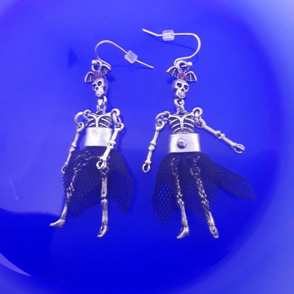 Jewelry - Gothic Goth Dancing Lady Skeleton Earrings